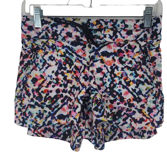 Athleta Water Color Splash Athletic Hiking Running Women's Shorts SZ 0 - Picture 2 of 8
